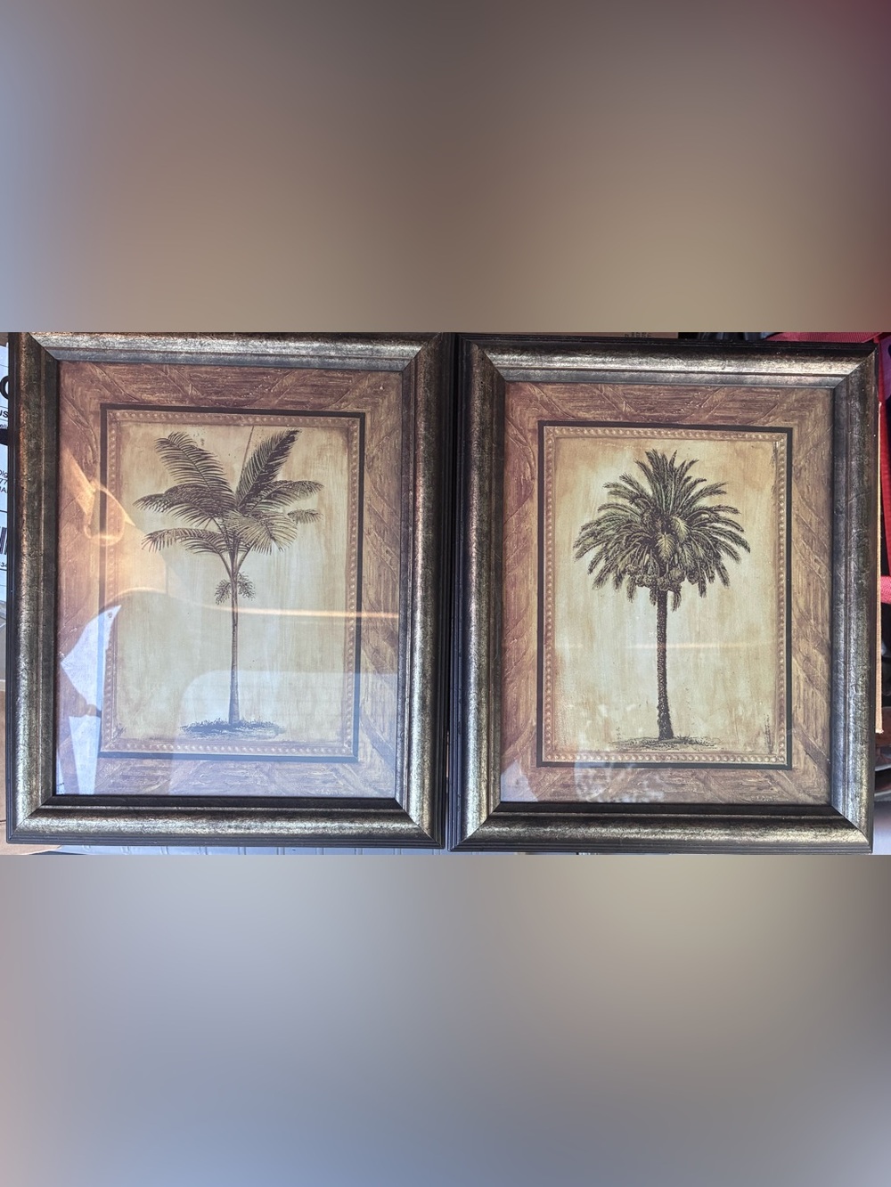 Neutral Palm Tree Wall Art Print - Tan & Brown | Set of TWO